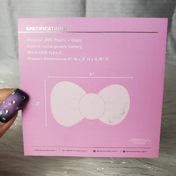 IMPRESSIONS FOR HELLO KITTY mini LED pink compact bow mirror - Picture 7 of 8